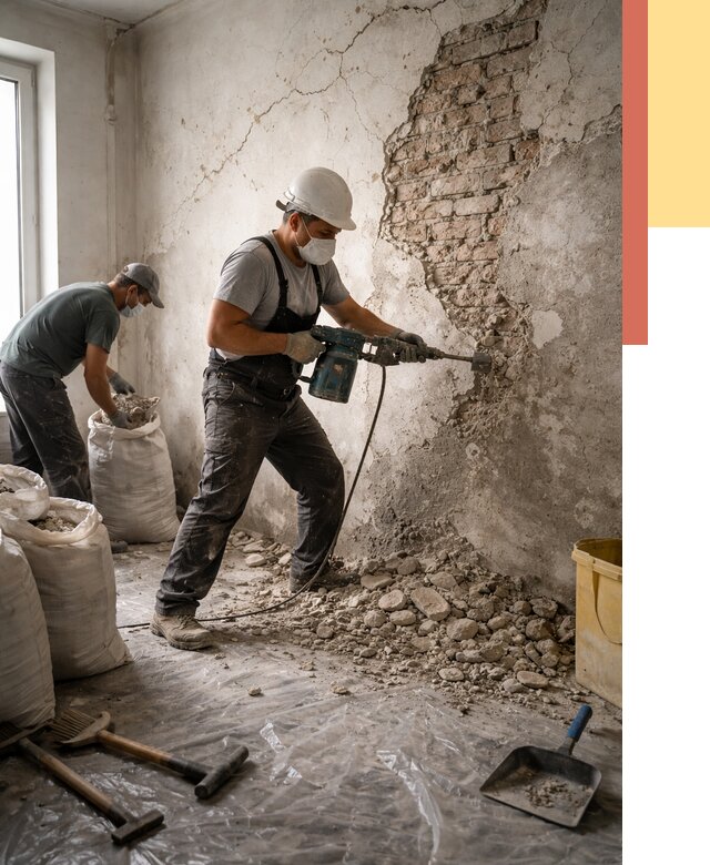 Демонтаж штукатурки со стен в Ачинске от 7294 руб/м² — быстро и недорого | ОТДЕЛОЧНИК-Чнс