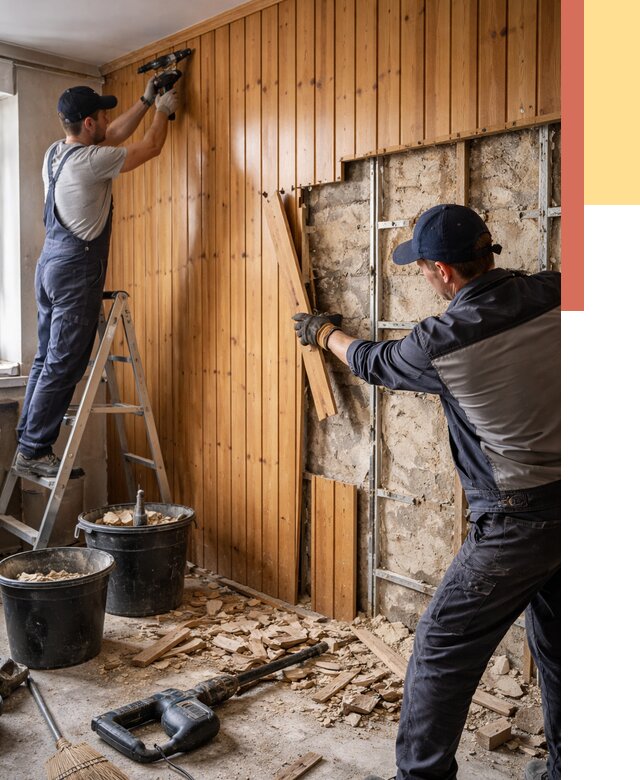 Демонтаж вагонки со стен в Ачинске от 1469 руб. — снятие, удаление, срочно | ОТДЕЛОЧНИК-Чнс