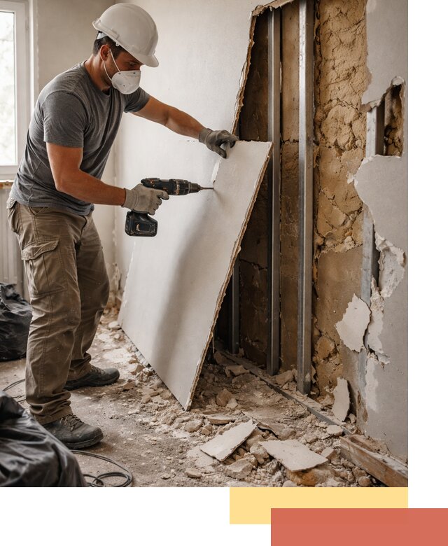 Демонтаж гипсокартона со стен в Ачинске качественно и быстро