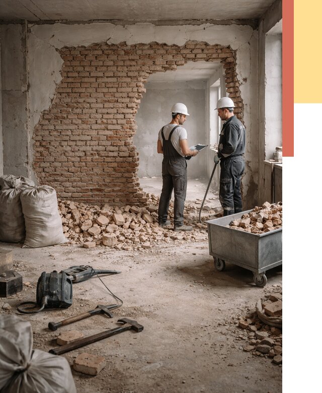 Демонтаж кирпичных стен в Ачинске от 4255 руб. — быстро, недорого, под ключ | ОТДЕЛОЧНИК-Чнс