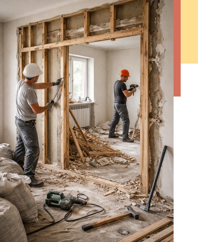 Демонтаж деревянных перегородок в Ачинске от 3242 руб. — быстро и недорого | ОТДЕЛОЧНИК-Чнс