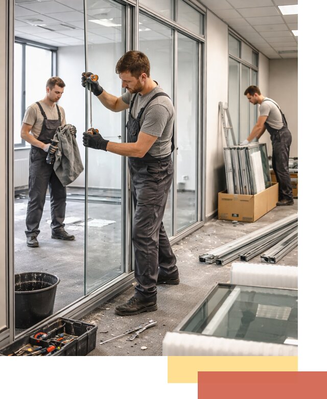 Демонтаж стеклянных перегородок в Ачинске быстро и безопасно