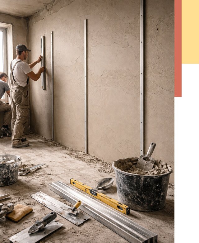 Штукатурка стен по маякам в Ачинске от 5572 руб./м² — выравнивание под ключ | ОТДЕЛОЧНИК-Чнс