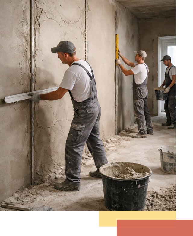 Штукатурка стен по маякам в Ачинске — точная и ровная поверхность