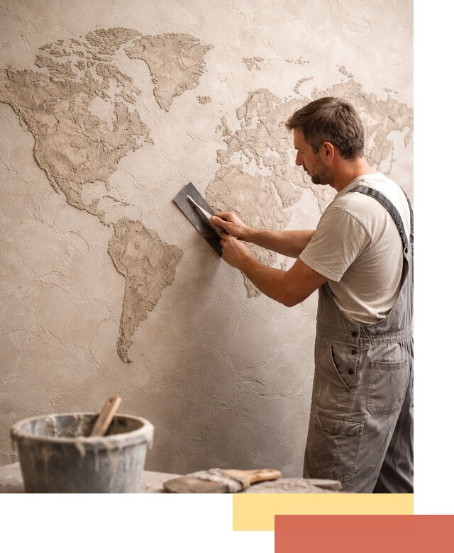 Декоративная штукатурка «Карта мира» под ключ в Ачинске