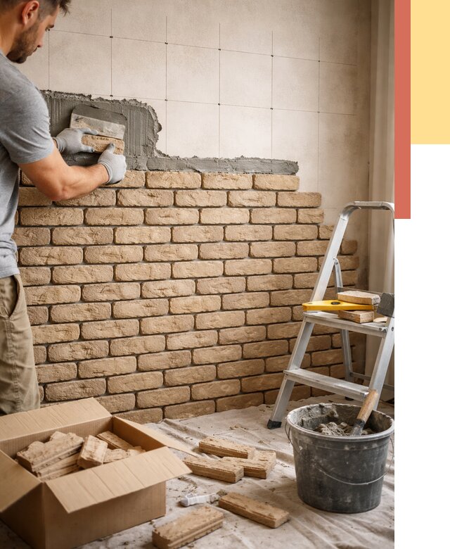 Монтаж декоративного кирпича в Ачинске от 3242 руб./м² — быстро и недорого | ОТДЕЛОЧНИК-Чнс