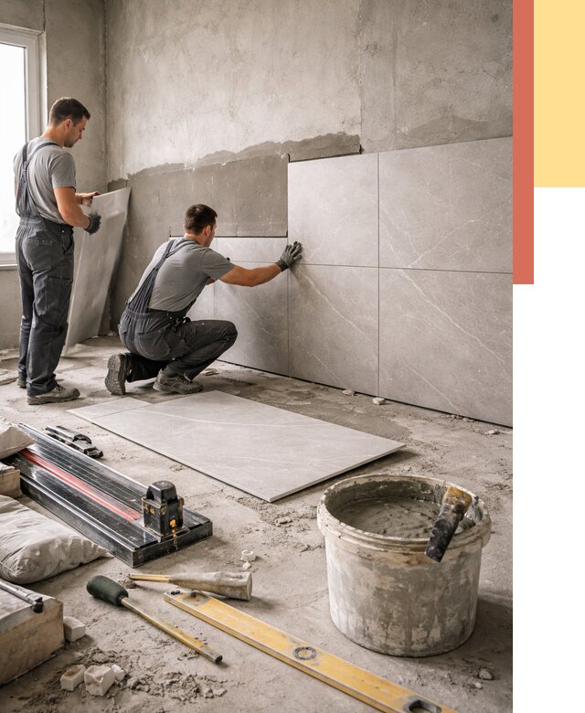 Облицовка стен керамогранитом в Ачинске от 4255 руб./м² — услуги под ключ | ОТДЕЛОЧНИК-Чнс