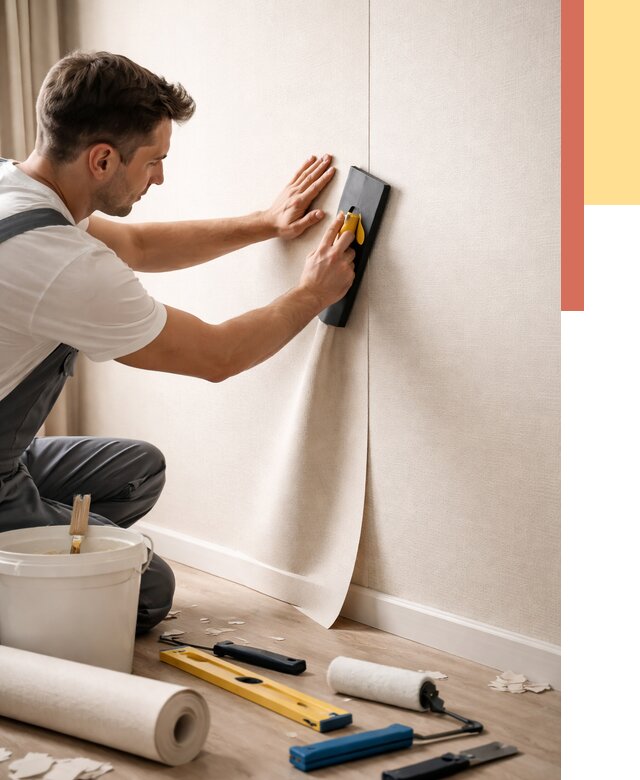 Поклейка виниловых обоев в Ачинске от 4559 руб. | Быстро и недорого — ОТДЕЛОЧНИК-Чнс