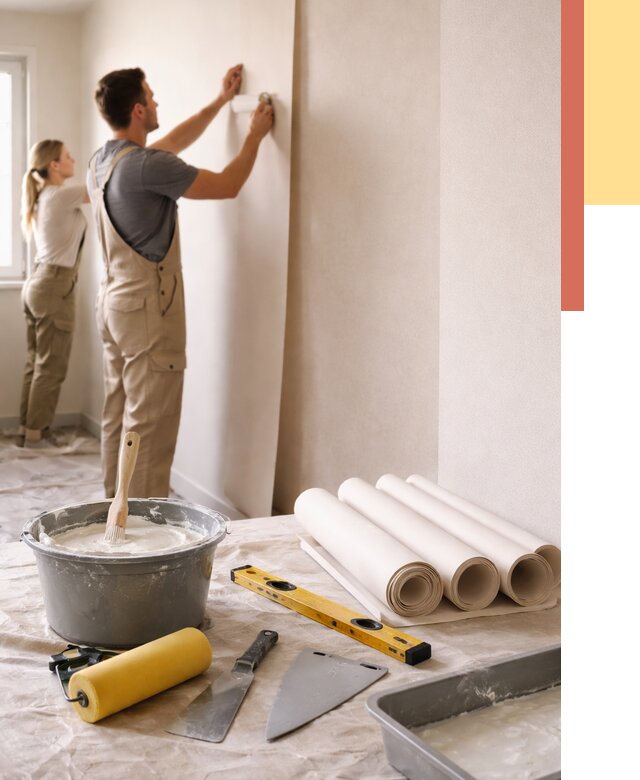 Поклейка бумажных обоев в Ачинске от 5572 руб./м2 — быстро и недорого | ОТДЕЛОЧНИК-Чнс