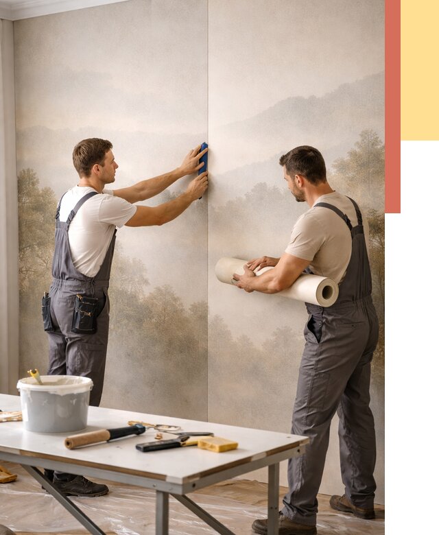 Поклейка фотообоев в Ачинске от 8611 руб/м² — быстро и недорого | ОТДЕЛОЧНИК-Чнс