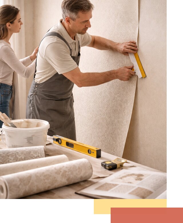 Поклейка обоев с подбором рисунка в Ачинске