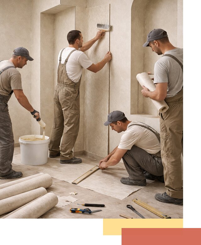 Поклейка обоев на сложные стены и неровные поверхности в Ачинске