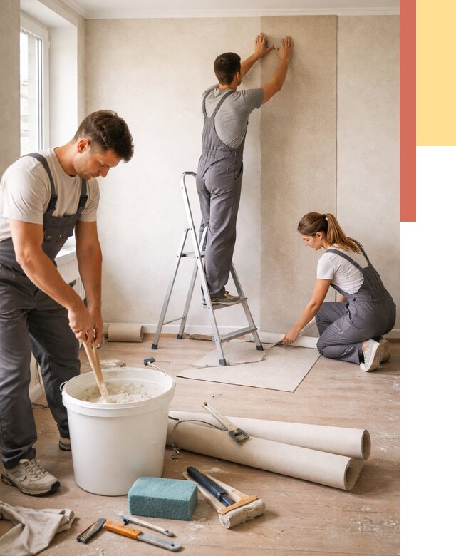 Оклейка стен обоями в Ачинске от 3546 руб/м2 — быстро и недорого | ОТДЕЛОЧНИК-Чнс