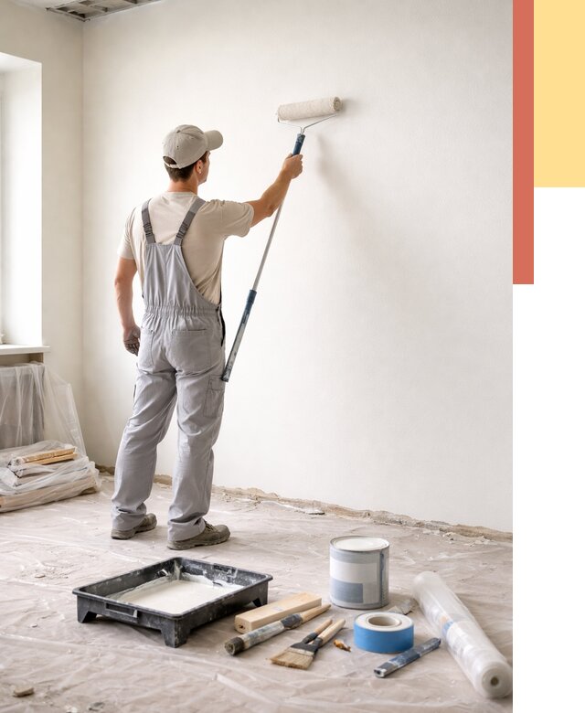 Покраска стен водоэмульсионной краской в Ачинске от 456 руб. за м² | ОТДЕЛОЧНИК-Чнс