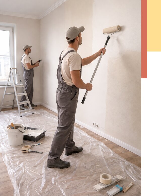 Покраска стен акриловой краской в Ачинске от 3546 руб./м² — быстро и недорого | ОТДЕЛОЧНИК-Чнс