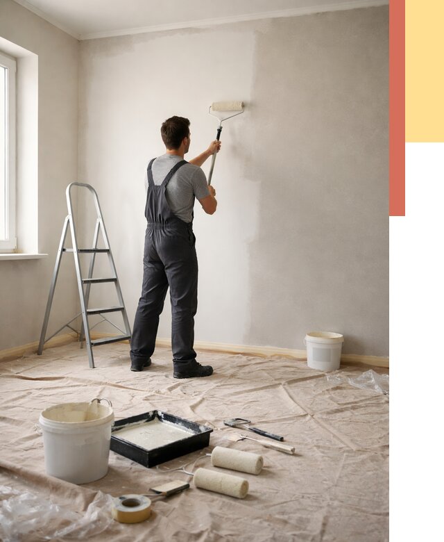 Покраска стен моющейся краской в Ачинске от 355 руб./м² — быстро и недорого | ОТДЕЛОЧНИК-Чнс