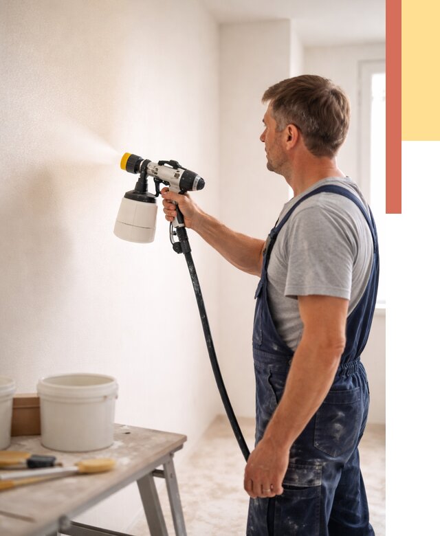 Покраска стен краскопультом в Ачинске от 7598 руб. — механизированная покраска | ОТДЕЛОЧНИК-Чнс