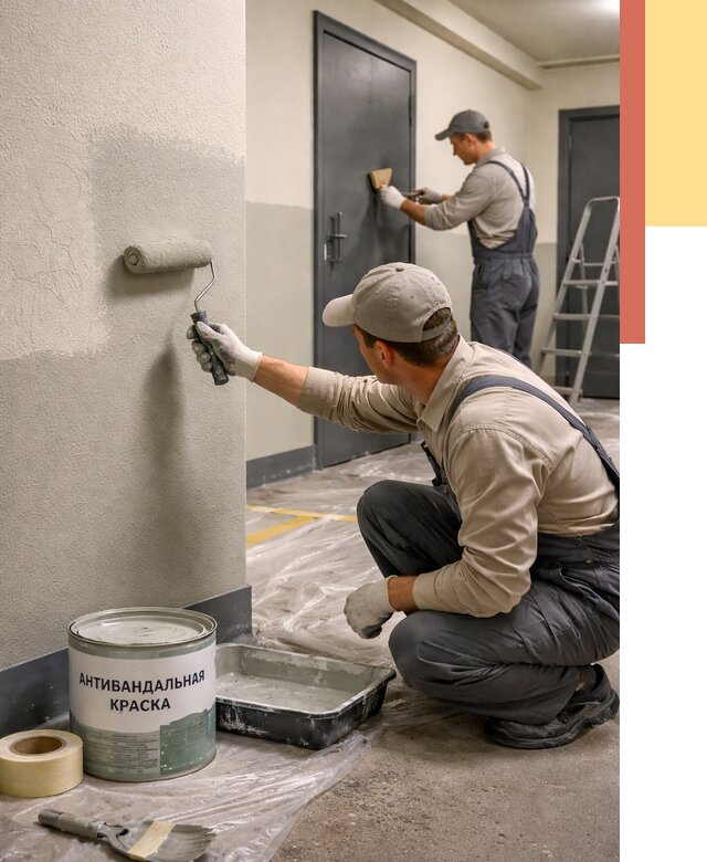 Покраска стен антивандальной краской в Ачинске от 4559 руб./м² под ключ | ОТДЕЛОЧНИК-Чнс