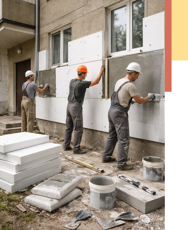 Утепление стен пенопластом в Ачинске от 1773 руб. — недорого и под ключ | ОТДЕЛОЧНИК-Чнс