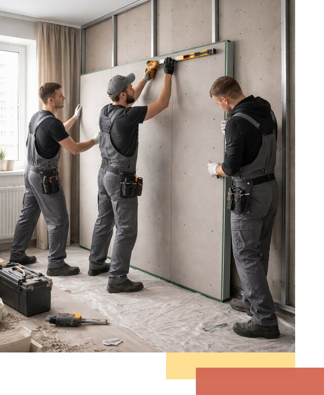 Шумоизоляция стен панелями ЗИПС в Ачинске для жилых и коммерческих помещений