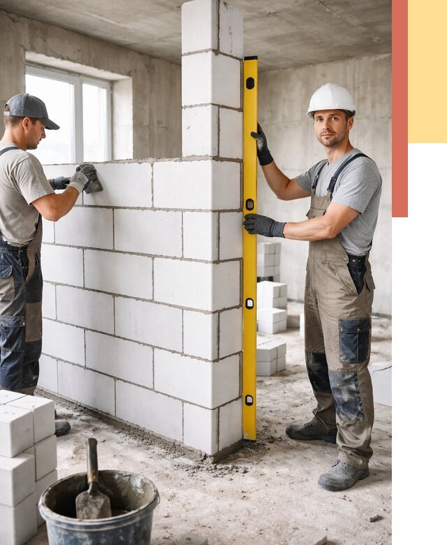 Кладка перегородок из пеноблока в Ачинске от 1823 руб. под ключ | ОТДЕЛОЧНИК-Чнс