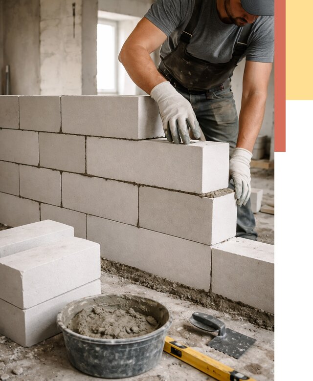 Кладка перегородок из силикатного блока в Ачинске от 4052 руб. под ключ | ОТДЕЛОЧНИК-Чнс