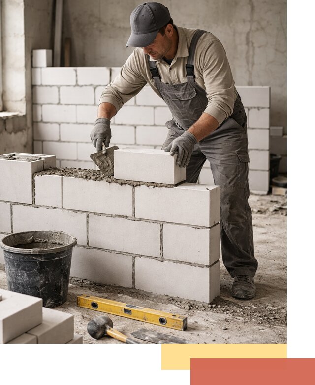 Кладка перегородок из силикатного блока в Ачинске