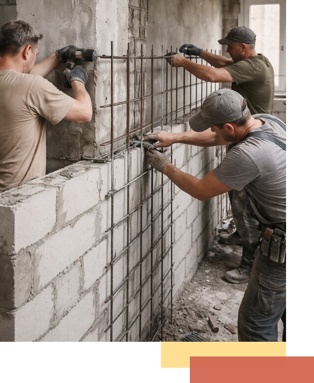 Армирование кладки перегородок в Ачинске профессионально и надёжно