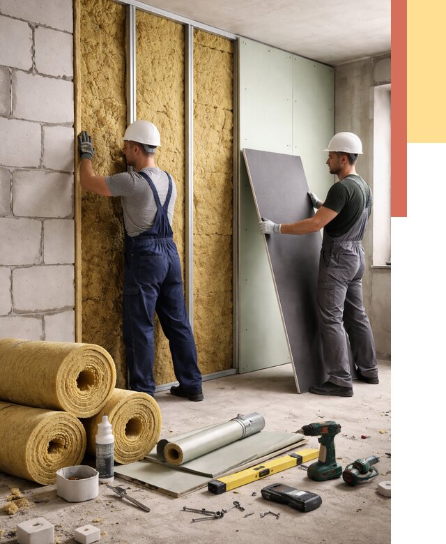 Шумоизоляция перегородок из блоков в Ачинске от 1874 руб./м² — быстро и недорого | ОТДЕЛОЧНИК-Чнс