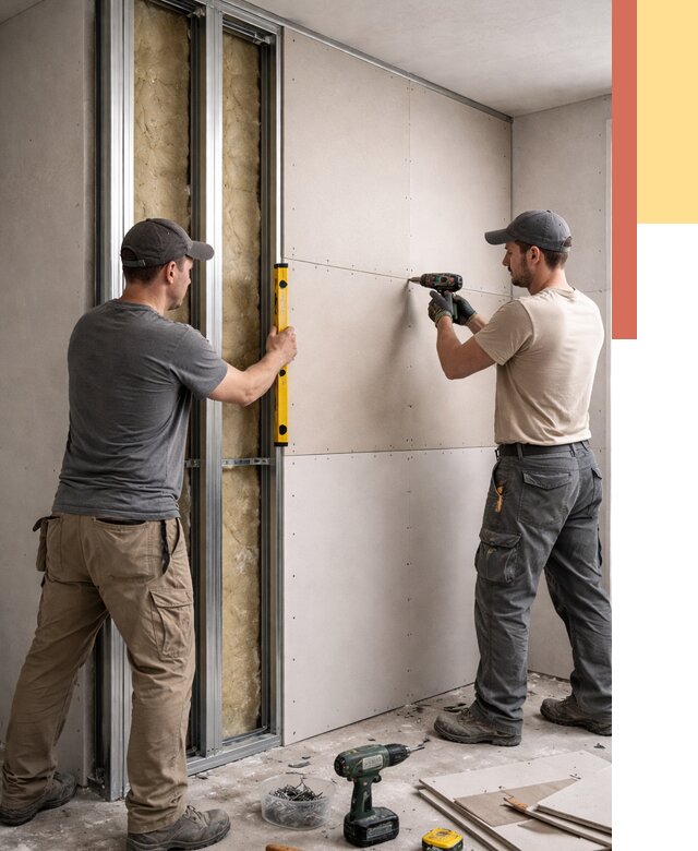 Монтаж двухслойной перегородки из гипсокартона в Ачинске от 1469 руб. | ОТДЕЛОЧНИК-Чнс