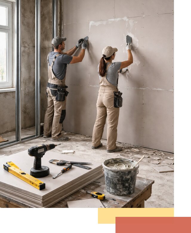 Монтаж двухслойной перегородки из гипсокартона в Ачинске