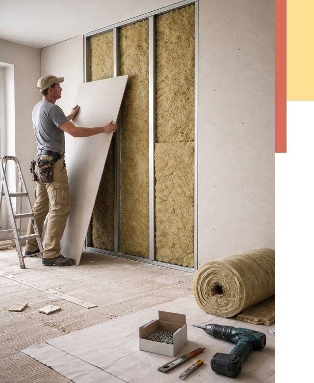 Перегородка из гипсокартона с шумоизоляцией в Ачинске от 3161 руб. | ОТДЕЛОЧНИК-Чнс