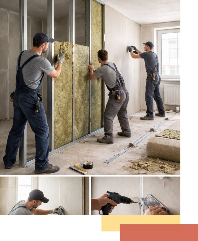 Перегородка из гипсокартона с шумоизоляцией в Ачинске — монтаж под ключ