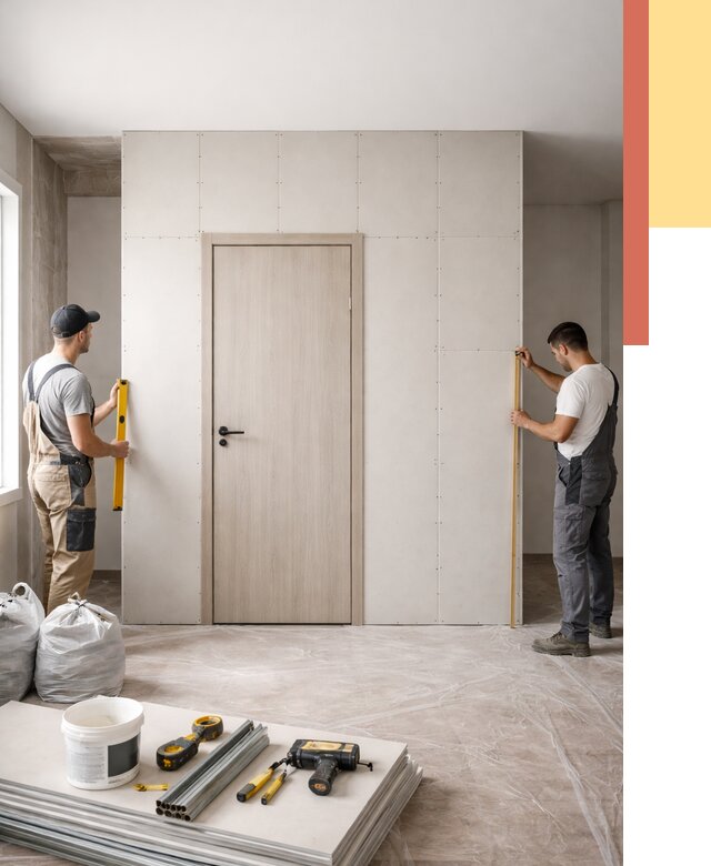 Перегородка из гипсокартона с дверью в Ачинске от 4559 руб. под ключ | ОТДЕЛОЧНИК-Чнс