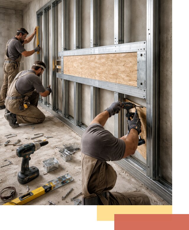 Усиленная перегородка для крепления тяжёлых конструкций в Ачинске