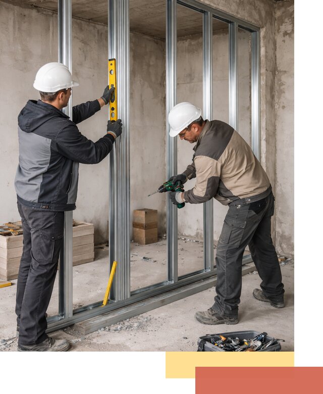 Монтаж каркаса перегородки из профиля в Ачинске