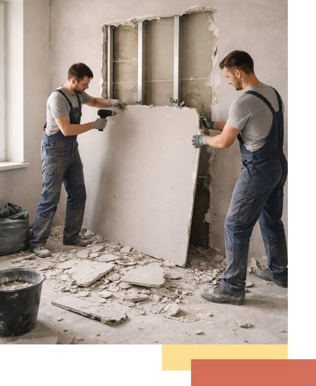 Демонтаж перегородки из гипсокартона в Ачинске быстрый и аккуратный