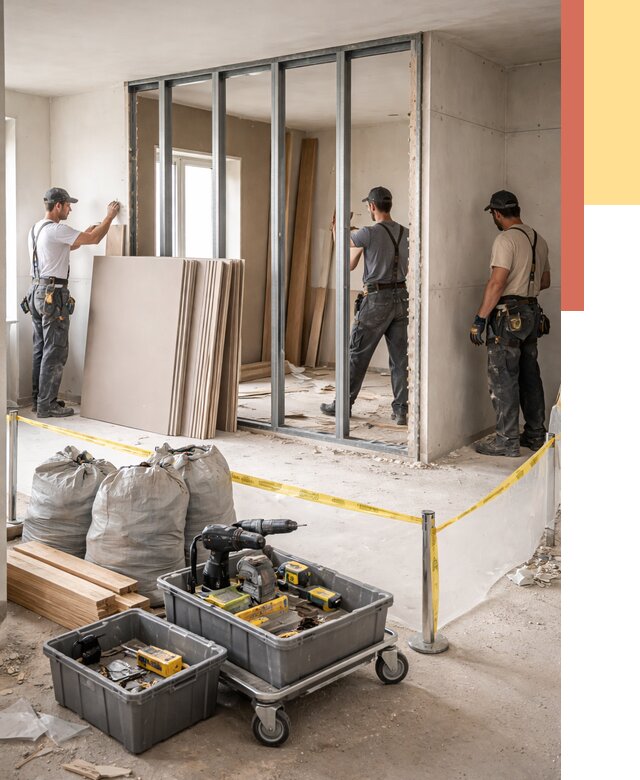 Перенос гипсокартонной перегородки в Ачинске под ключ от 4559 руб. | Демонтаж и монтаж – ОТДЕЛОЧНИК-Чнс