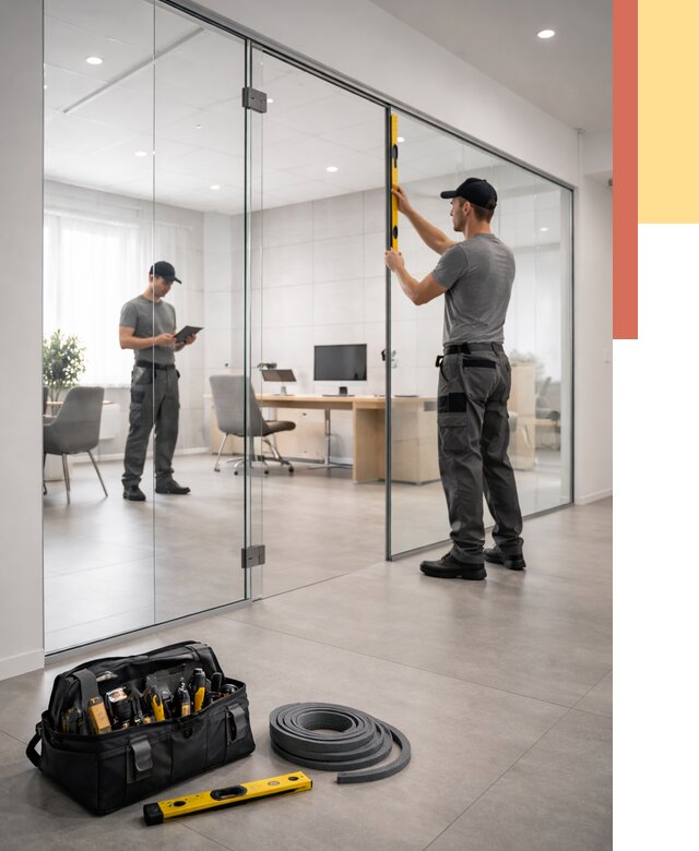 Цельностеклянные перегородки под ключ в Ачинске от 9624 руб. — монтаж и цены | ОТДЕЛОЧНИК-Чнс