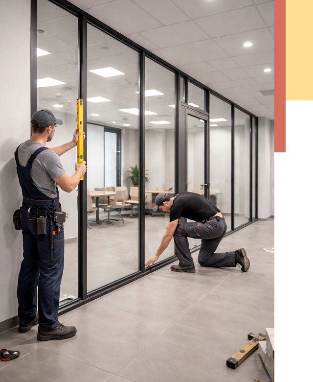 Каркасные стеклянные перегородки в Ачинске под ключ от 9320 руб. | ОТДЕЛОЧНИК-Чнс