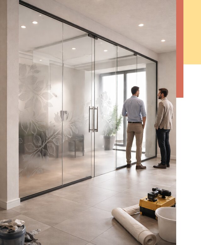 Стеклянные перегородки с рисунком в Ачинске от 12663 руб. монтаж и нанесение | ОТДЕЛОЧНИК-Чнс