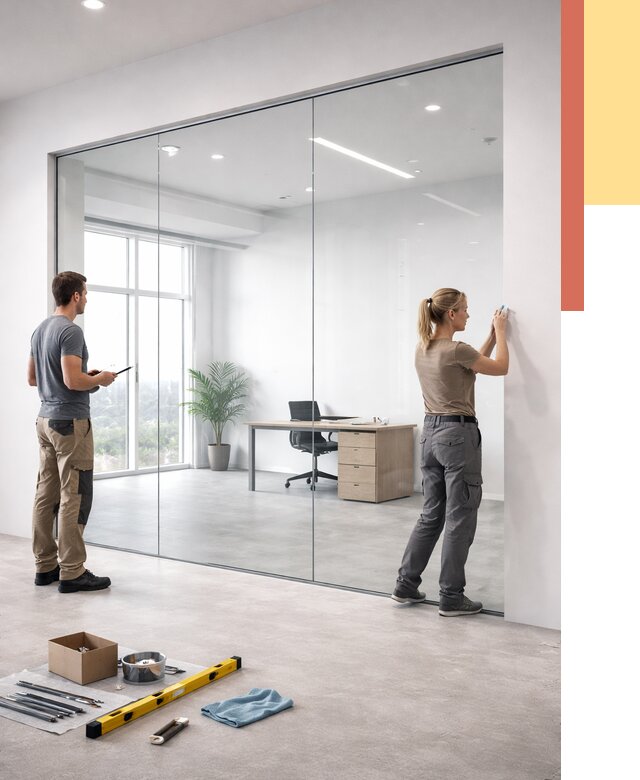 Перегородки из закаленного стекла в Ачинске от 9624 руб. под ключ | ОТДЕЛОЧНИК-Чнс