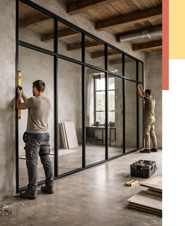 Стеклянные перегородки лофт в Ачинске от 10637 руб. под ключ | ОТДЕЛОЧНИК-Чнс