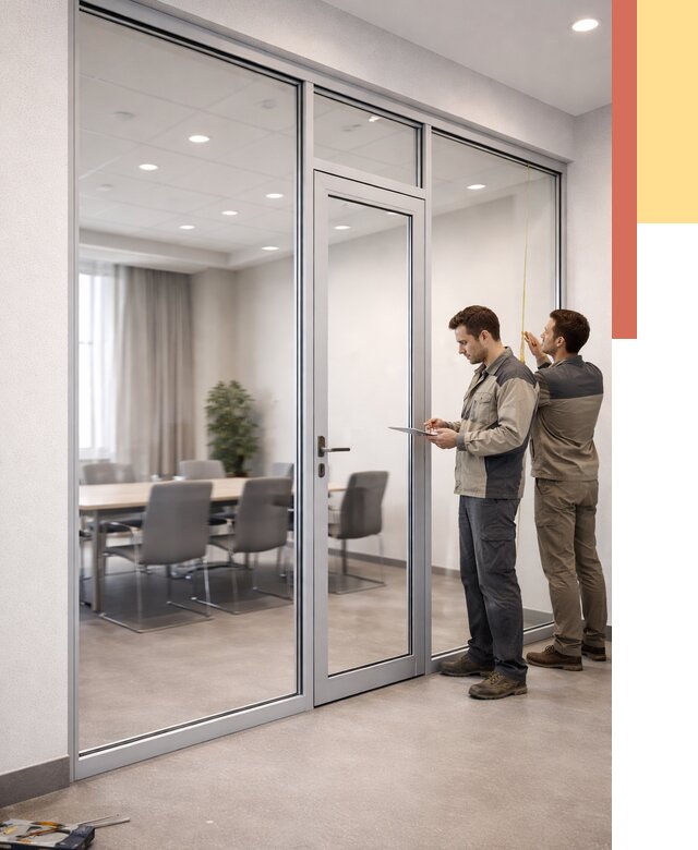 Установка и монтаж алюминиевых перегородок со стеклом в Ачинске от 8307 руб. | ОТДЕЛОЧНИК-Чнс