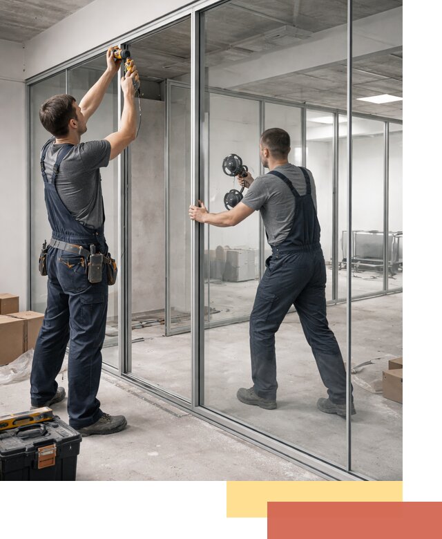 Алюминиевые перегородки со стеклом в Ачинске — изготовление и монтаж