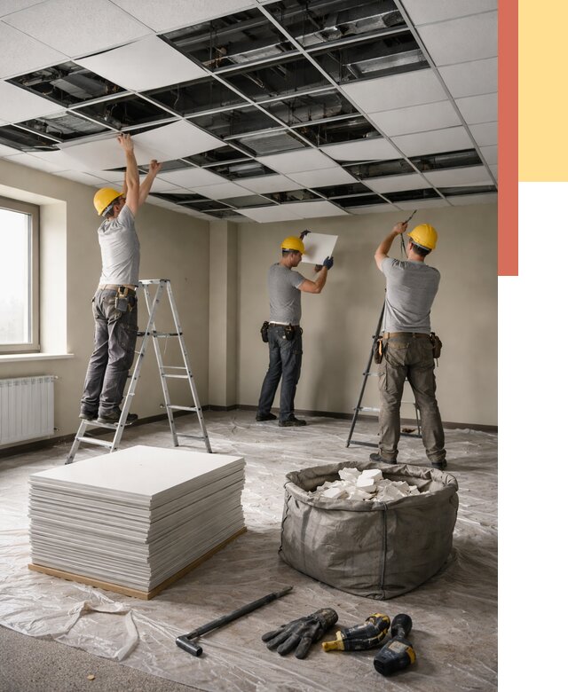 Демонтаж потолка Армстронг в Ачинске от 4559 руб. быстро и недорого | ОТДЕЛОЧНИК-Чнс