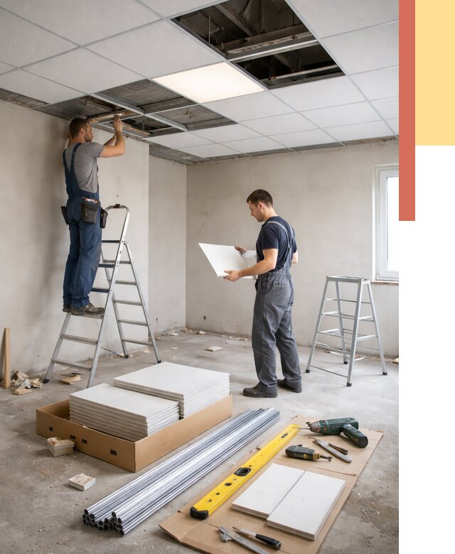 Монтаж потолка армстронг в Ачинске от 4559 руб/м2 — быстрая установка под ключ | ОТДЕЛОЧНИК-Чнс