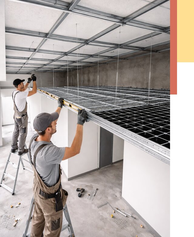 Монтаж потолка грильято в Ачинске от 456 руб./м² — быстрая сборка под ключ | ОТДЕЛОЧНИК-Чнс