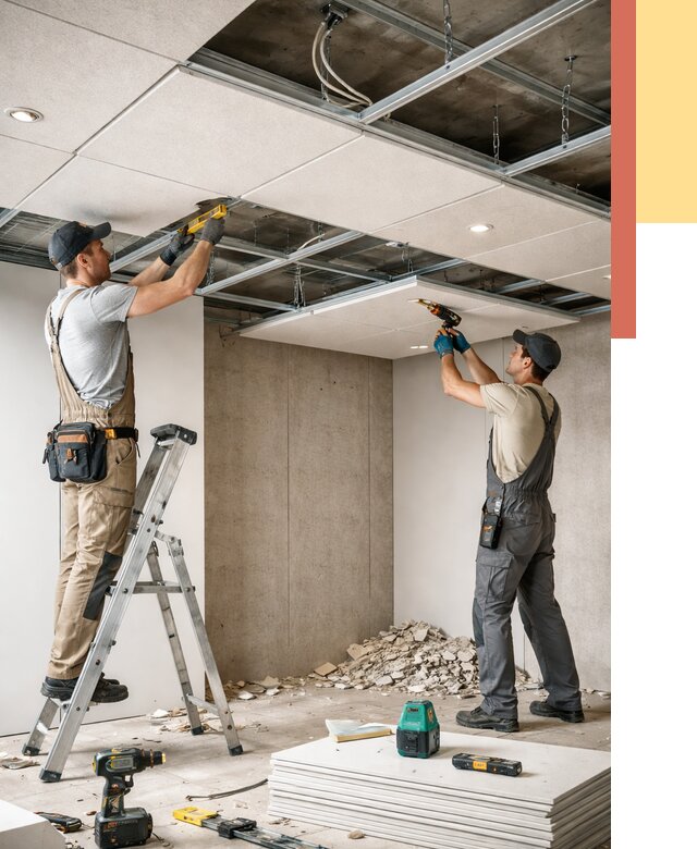 Монтаж акустического потолка в Ачинске от 6585 руб/м2 — быстро и недорого | ОТДЕЛОЧНИК-Чнс