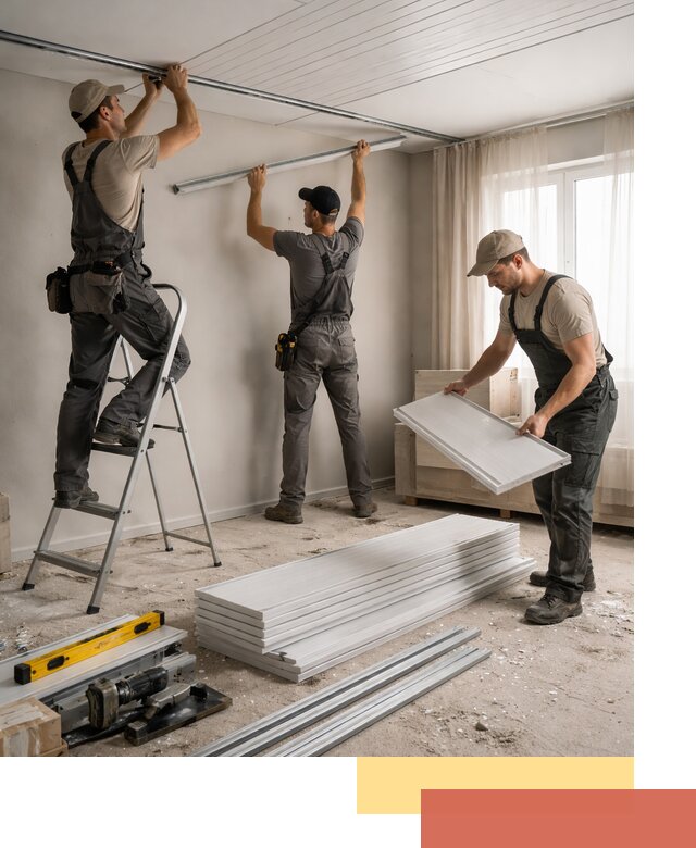 Монтаж потолка из ПВХ панелей в Ачинске оперативно и качественно